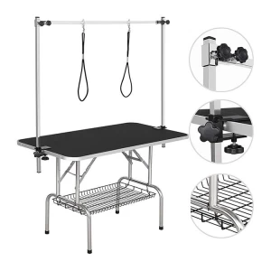46'' black Grooming Table with Arms Clamps Noose and Tray