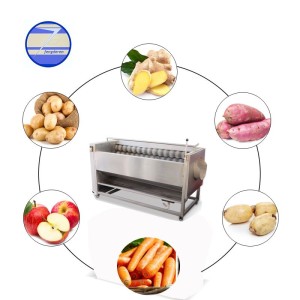 High Speed Production Line of Fruit and Vegetable Roller Washing Machine Potato Cleaning Peeling Machine