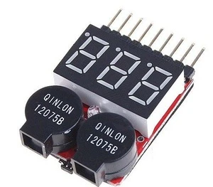 1-8S Lipo/Li-ion/Fe Battery Voltage 2IN1 Tester Low Voltage Buzzer Alarm Lipo Battery Voltage Tester