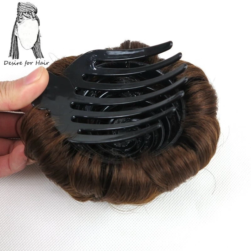 1 piece black brown 99J color synthetic hair claw clip chingon hair pieces bun with 9 flowers for women