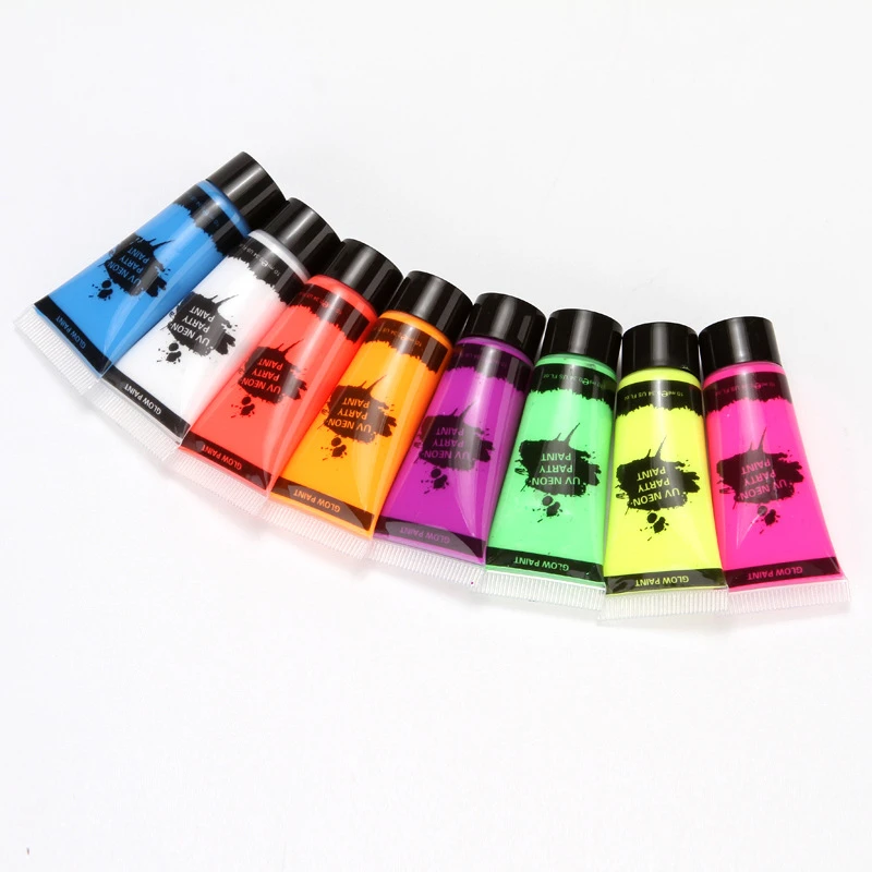 10Pcs Watercolor Fluorescent paint face and body paint brushes Palette set  Non-toxic artist suppliers