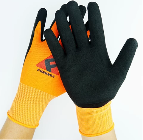 Buy 13 Gauge Nylon Liner Foam Bulk Latex Gloves With Palm Coated Labor ...