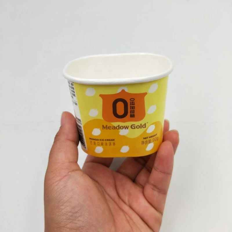 160ml Square disposable frozen yogurt paper cup ice cream cup