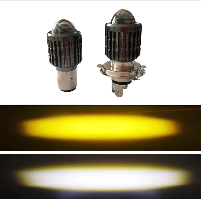 18W dual color led motorcycle light bulb yellow and white high low beam headlight