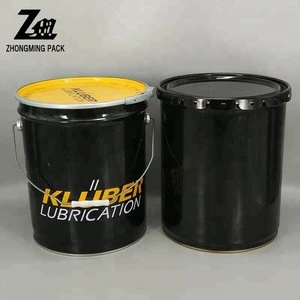 20 liter black metal paint pail with lock ring lid and metal handle