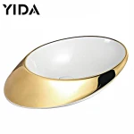 2015 fancy bathroom sinks, art basin with gold color, wash basin