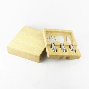 2015 wooden 3 piece cheese set with board, stainless steel cheese knife set