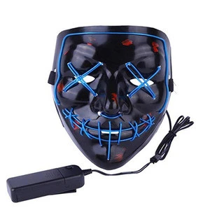 2018 Amazon hot sale Black EL neon purge mask led party mask for cosplay,Halloween,Party