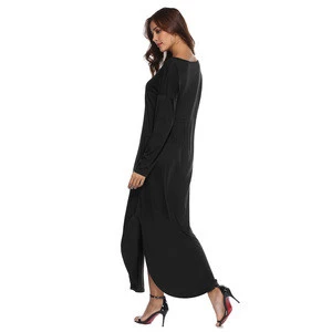 2018 Fashion Cotton Long Sleeve Ethnic Women Casual Maxi Dress