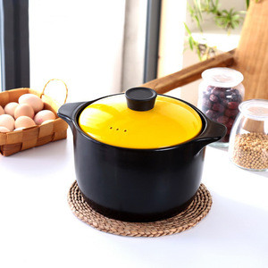 2018 Hot selling all sizes ceramic cookware yellow lids casseroles for cooking