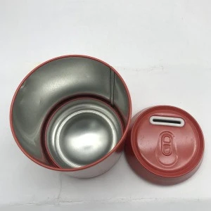 2019 hot whole sale custom tin coin bank coke can shape metal money tin box