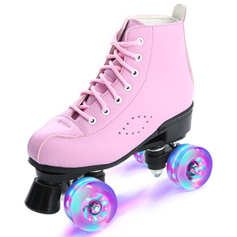 2020 Factory Hot Sale High Quality Two-Row Glitter Flashing Roller Quad Skates Unisex Wheel Skating Shoes for Woman And Man