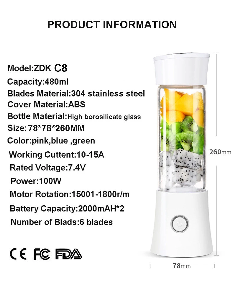 2020 High Speed Chopper Food USB Juicer Portable Rechargeable Mini Blender Price