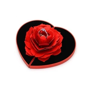 2020 Hot Sell High Quality Valentine&#39;s Day Gift Heart Rose Flower Ring Box For Wedding Engagement Rings Display Box
