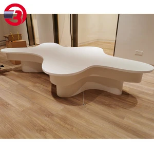 2020 new coming children table,bright white artificial stone customized special shaped table for drawing and play