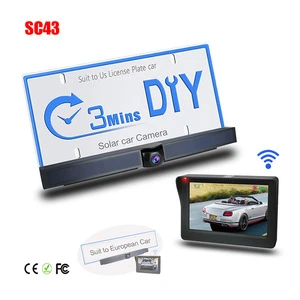 2020 New Product SC43 DIY CE FCC Wireless License Plate Solar Battery Car Wireless Camera Reversing Aid for Vehicle Parking