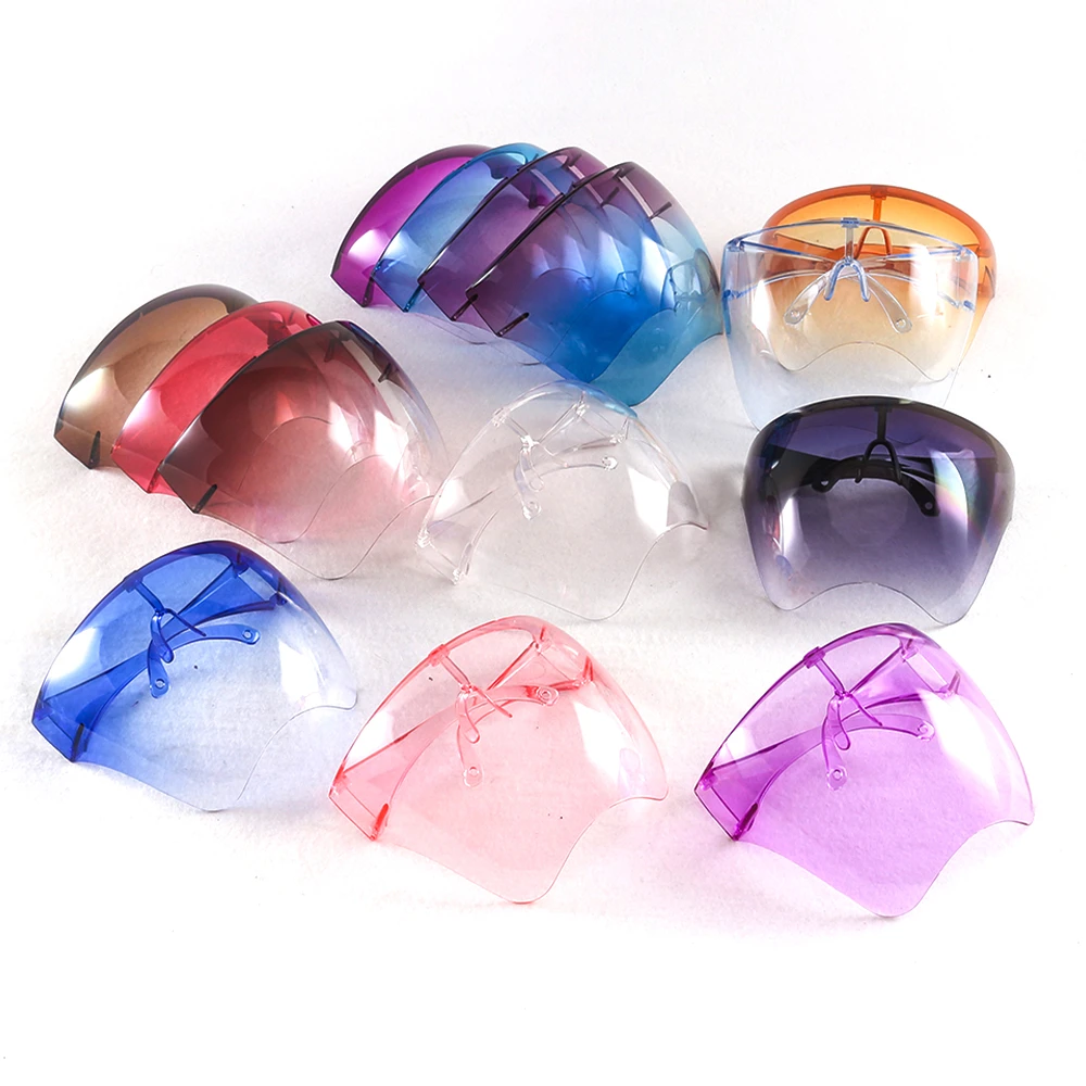 2021 children stylish clear ombre color plastic anti fog baby kids face shield with eye glass frame