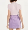 2021 Custom Summer Korean Hight-quality Purple Solid Stylish Halter belt Skirt Cosy Beauty Button Empire Short Mini Women Skirt