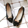 2021 roll up soft leather ballet flats bling bling bow knot  ballerina flats flexible shoes collapsible women flats