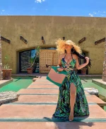 2021 summer hot designer robes saia chic western ladies v neck maxi flower girls' beach women plus size casual dresses