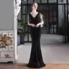 2023 new womens fashion elegant lace suspender long formal evening dress luxury  v-neck evening dress