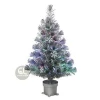 2ft Color Changing Tabletop Christmas Tree, Fiber Optic Fireworks Silver Tinsel Tree,  Christmas  Optic Fiber Tree
