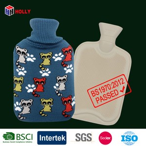 2l hot water bottle rubber with knitting cat pattern cover