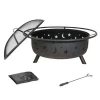 30 Inch Patio Fire Pit - Cosmic for Outdoor with Charchol Grill and Spark Screen Black Provide OEM Service