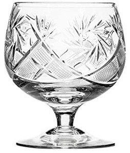 300ml/10oz Russian Cut Crystal Cognac Snifters, Clear Brandy Bourbon Glasses, Vintage Old-Fashioned Hand Made Set of 6