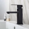 304 stainless steel black washbasin faucet hot and cold European paint bathroom square single hole basin faucet
