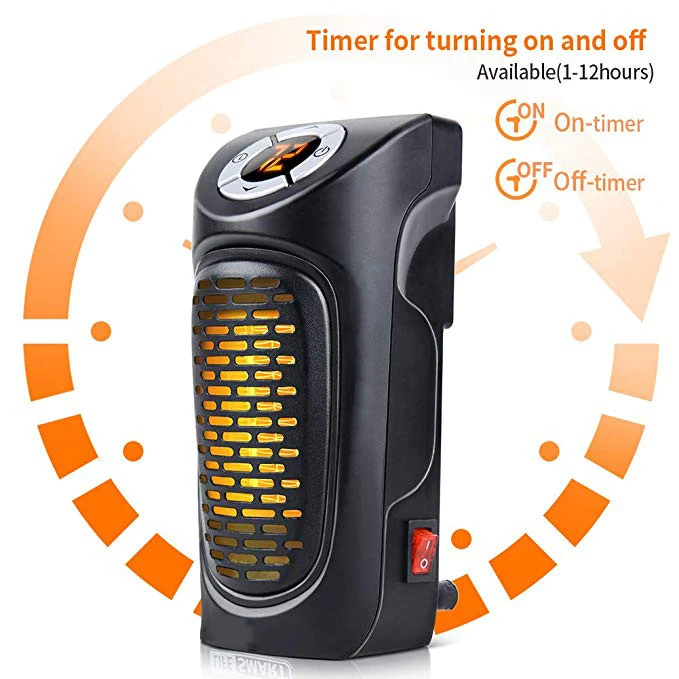 350W Plug-in Blower Mini Wall-Outlet Table Portable Electric Handy Space Heater With Digital Display Timer