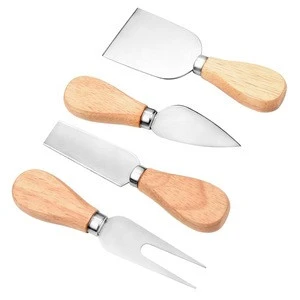 (4pcs/set) Wooden Handle Cheese Knife Slicer Fork Scoop Cutter Useful Cooking Tools