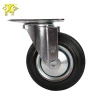 5 inch Solid Rubber Light Duty Swivel Plate Iron Caster Wheel for Storage Pallet Cart Trolley