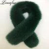 5 Solid Colors Green Camel Purple Grey Black Real Fox Fur Trimming Scarf for Women