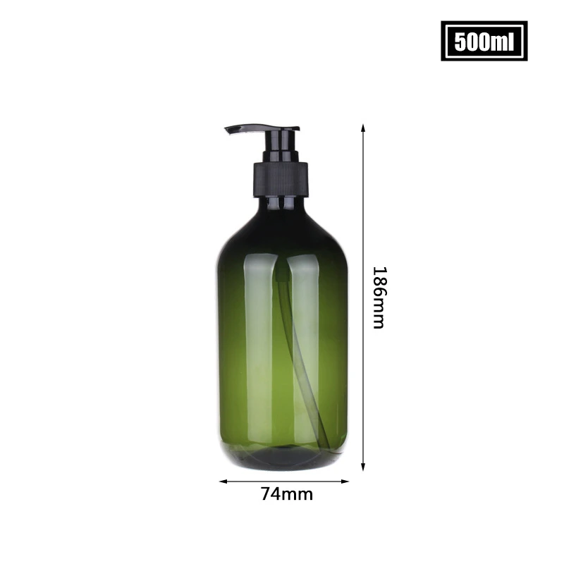 500ml empty boston round hair plastic shampoo bottle packaging cosmetic pet cylinder lotion pump plastic bottle