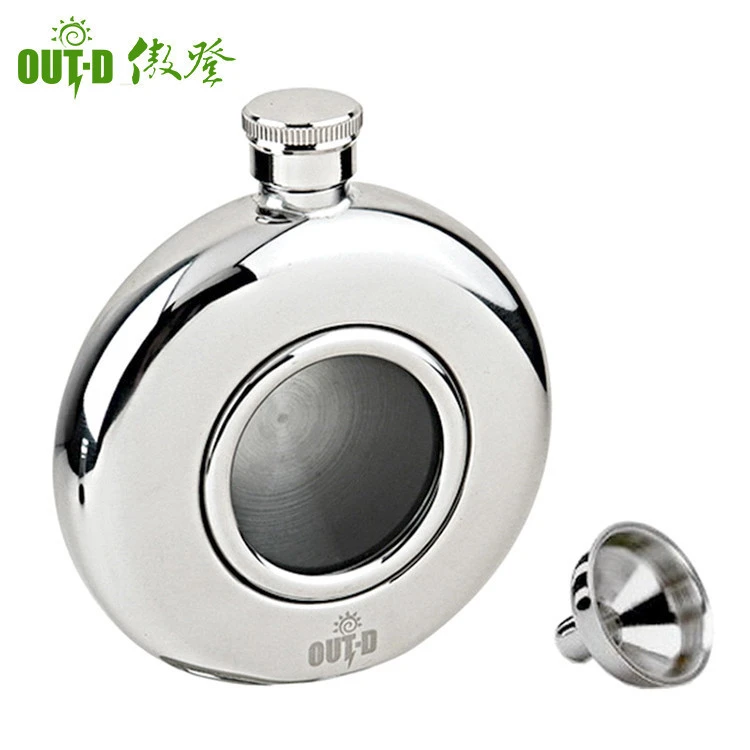 5oz 304# stainless steel round whiskey hip flask for outdoor