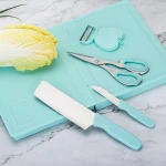 5pcs set foldable plastic chopping block with knife / peeler / scissor