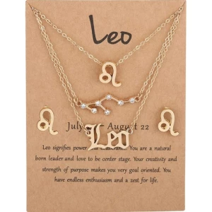5Pcs/Set Cardboard Star Zodiac Sign Pendant 12 Constellation Charm Gold Plated Necklace Aries Cancer Necklaces Jewelry Gifts