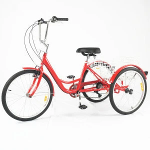6 speeds adult tricycle for sale,24inch three wheel bike with rear basket