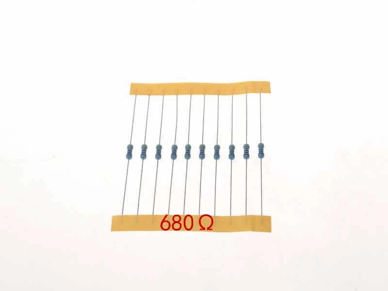 680  ohm 1/4w 0.25w THT metal film resistor MF 1%  precision full range of velaues from shenzhen supplier
