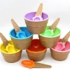 7 Colors Children Plastic Ice Cream Bowls Spoons Set Durable Ice Cream Tools Kid Couples Gifts Lovely Dessert Bowl H364