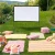 Import 84 inch foldable outdoor projection screen with round stand legs from China
