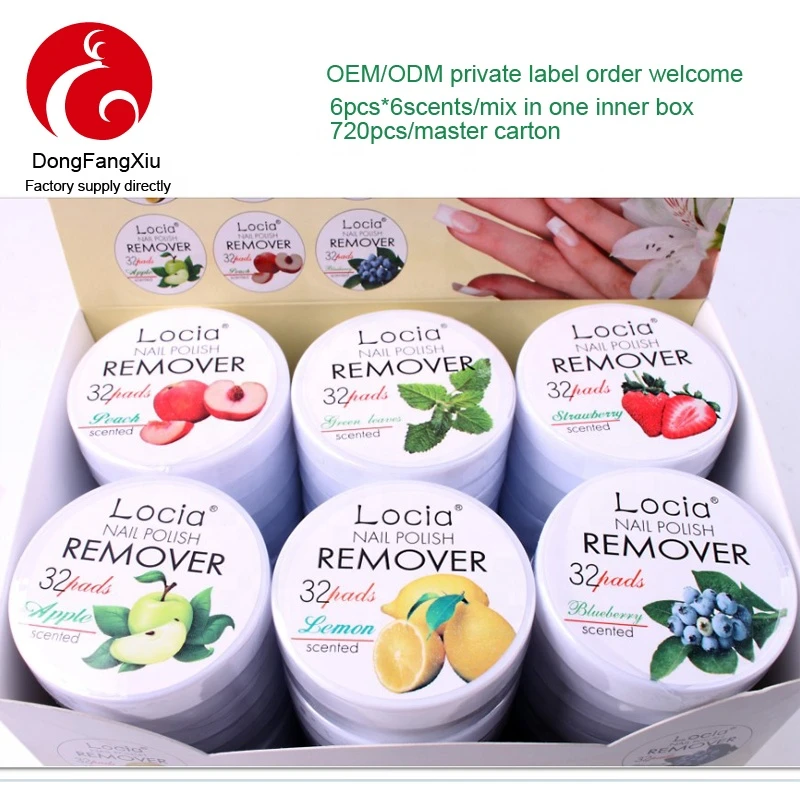 Acetone Free Fruit Scents Nail Polish Remover Pads
