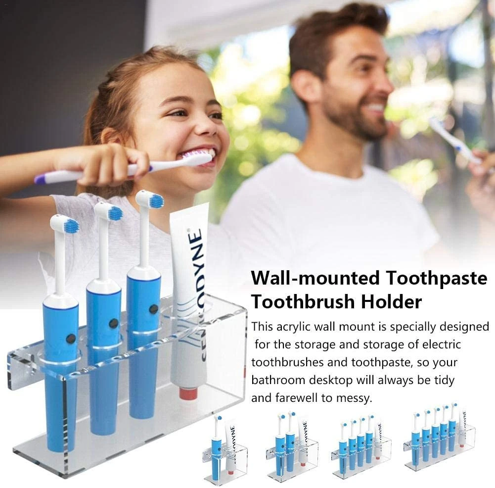 Acrylic Toothbrush Holder Acrylic Wall-Mounted Storage Organizer Home Electric Toothbrush Storage Rack Bathroom Storage Rack
