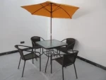 All Weather Square Coffee Table and Chair Set with Umbrella