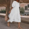 Amazon Retro New Fashion Summer Cotton Linen Sun Beach Dress