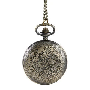 Antique Copper Steampunk Vintage Hollow Bronze Gear Hollow Quartz Pocket Watch Necklace Pendant Clock Chain Mens Women 2018