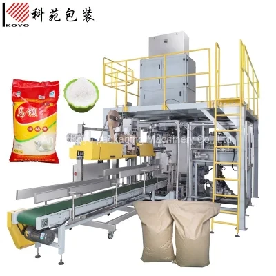 Automatic 10-25-50kg Granules Bulk/Heavy Bag Packaging Palletizing Machine Line for Filling Packing Sealing Sugar