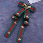 B18001M Women fashion bowknot rhinestone crystal beaded bee bow brooch