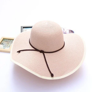 B40070A wholesale women summer folding beach straw hats for travel